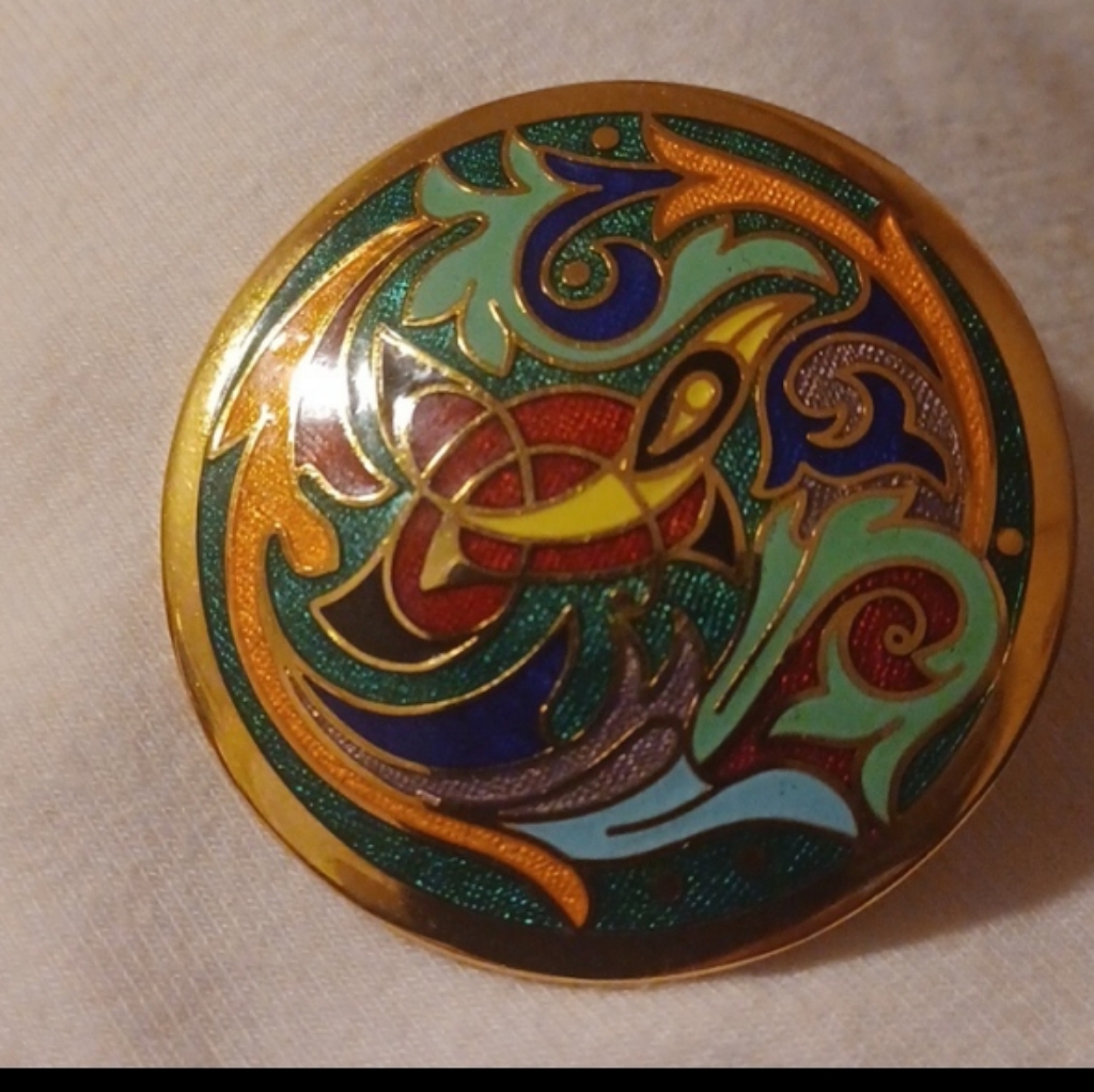 Tara Vintage Cloisonne Irish Brooch /Pin